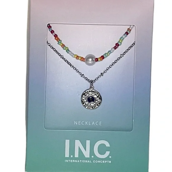 INC International Concepts Mixed Bead and Evil Eye Pendant Necklaces 2 Pc Set - Picture 11 of 11